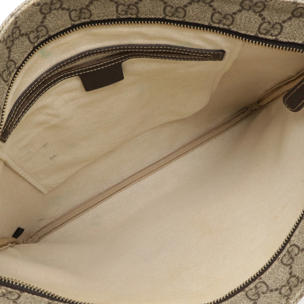 GUCCI GG Supreme Plus Shoulder Bag in PVC and Leather, Khaki Beige, Brown, Da... - Picture 9 of 10